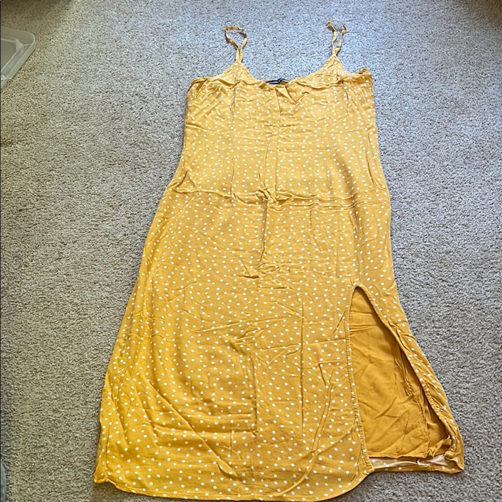 Abercrombie and Fitch Women’s Yellow Polka Dot Midi Dress size Large L - Picture 2 of 7